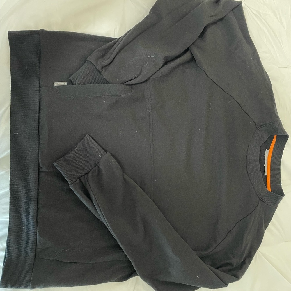 Icebreaker Black Crewneck with Orange Trim